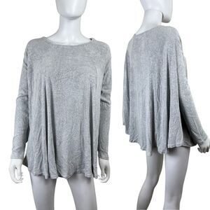 Free People Womens Size XS Gray Terry Knit Long Sleeve Pullover NEW Sweater